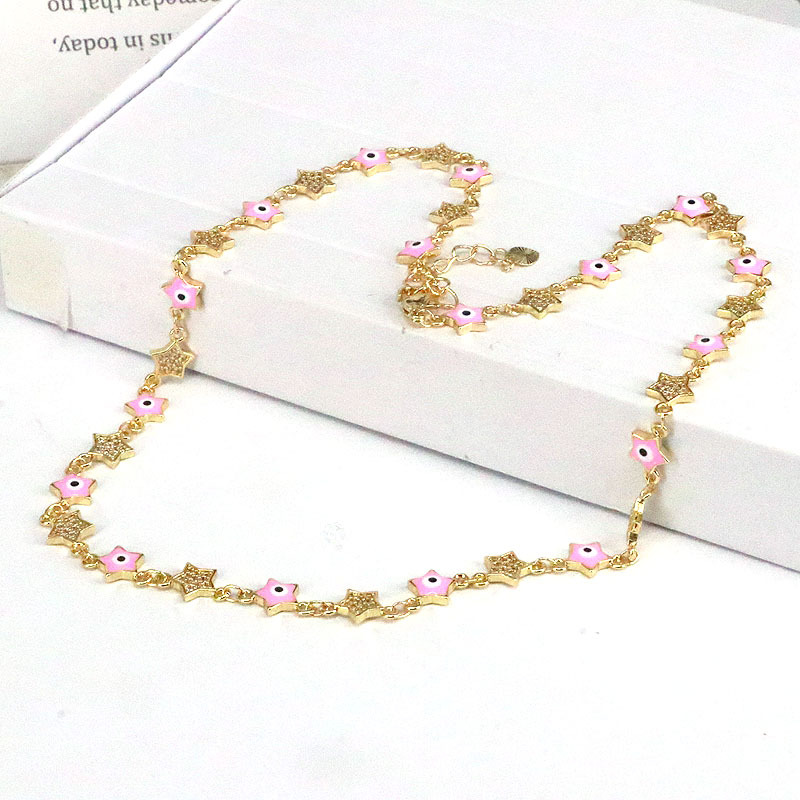 Fashion Pentagram Eye Copper Necklace Stoving Varnish Plating Copper Necklaces