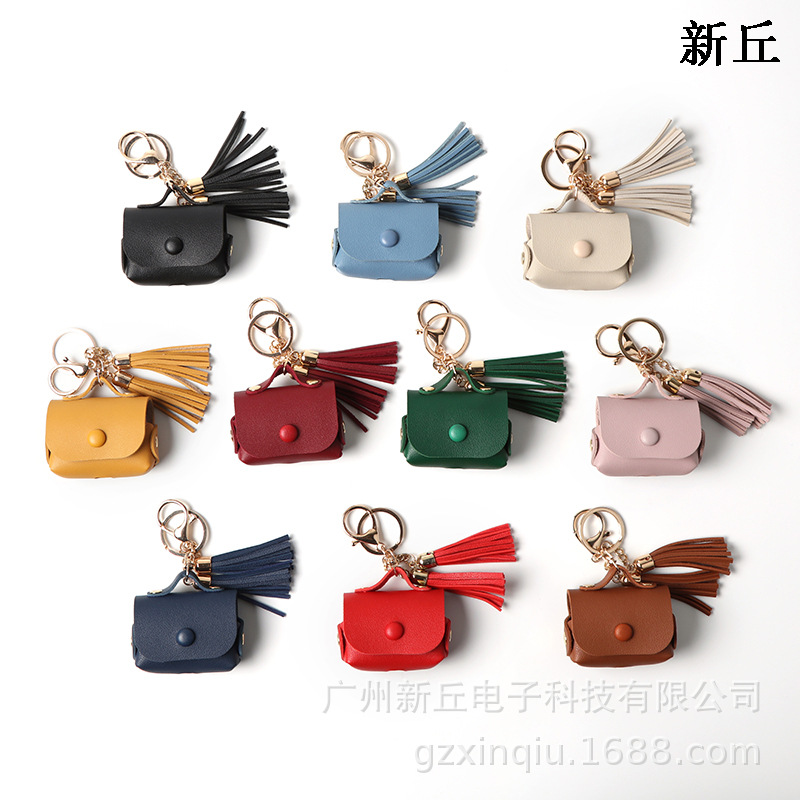 Funda de cuero con borlas de venta directa de fábrica, adecuada para los nuevos auriculares Apple Airpods.