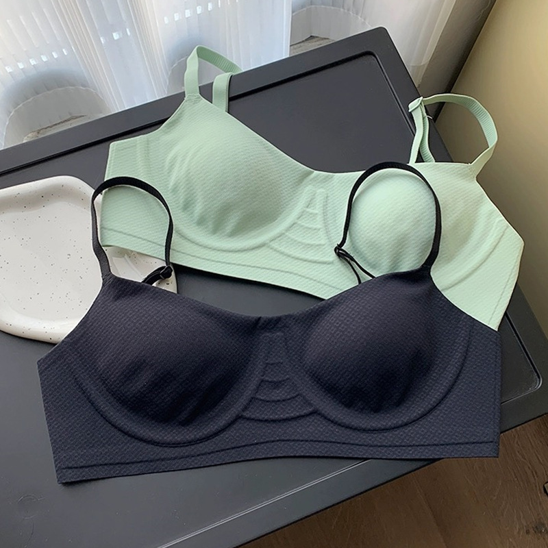 Thin Japanese Style Half-cup Square Collar French Japanese Style Pure Desire Sexy Wire-free Seamless Bra Intimates Set Thin Japanese Style Half-cup Square Collar French Japanese Style Pure Desire Sexy Wire-free Seamless Bra Intimates Set