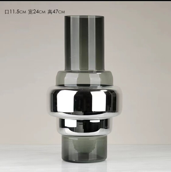 Modern simple gray electroplated glass hydroponic flower container…