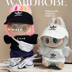 17 センチメートルラブブ labubu ベビー服 10 センチメートル綿人形ミッキーファミリー黒と白グレートレンディなスウェットシャツパーカーパンツ