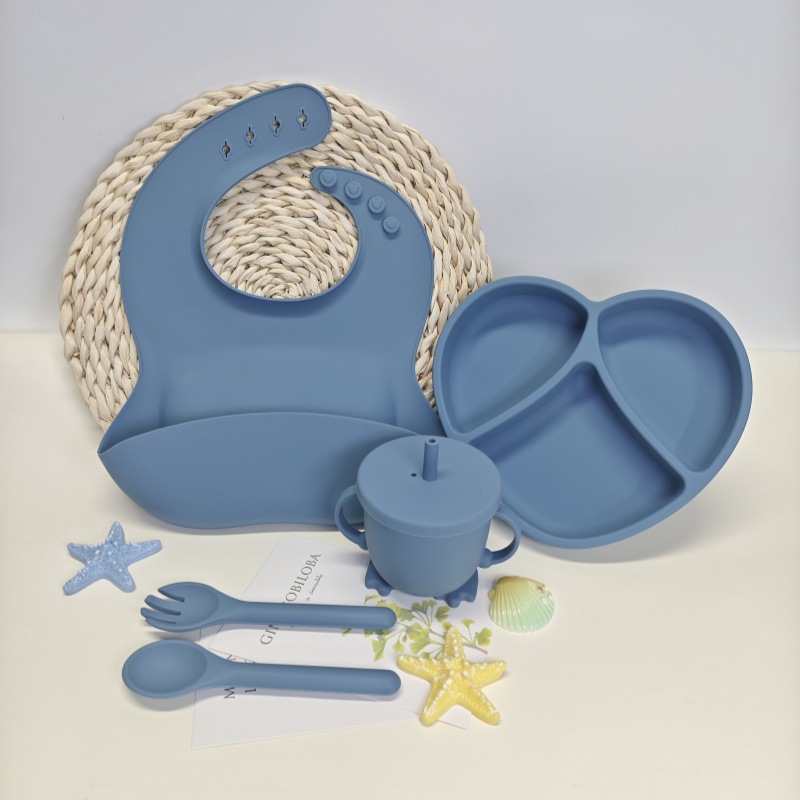 XLEE fuente fabricante de platos de silicona para niños antideslizante ventosas cubiertos de alimentos suplementarios 5 piezas conjunto de productos explosivos transfronterizos en stock