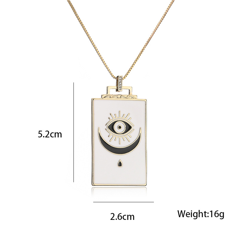 Fashion Autumn And Winter Sweater Chain Copper Plated Real Gold Dripping Oil Moon Eye Pendant Necklace display picture 1