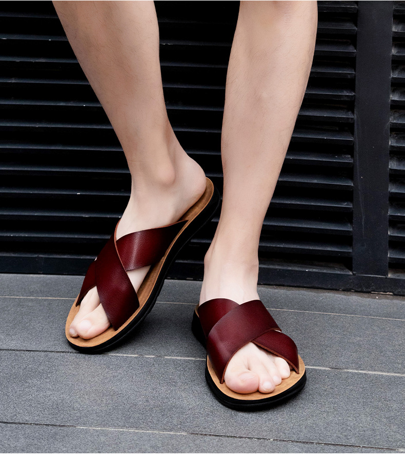 Herren Sandalen mit Zehentrenner, lässig, stoßdämpfend, wasserdicht, für den Außenbereich_voghion.com