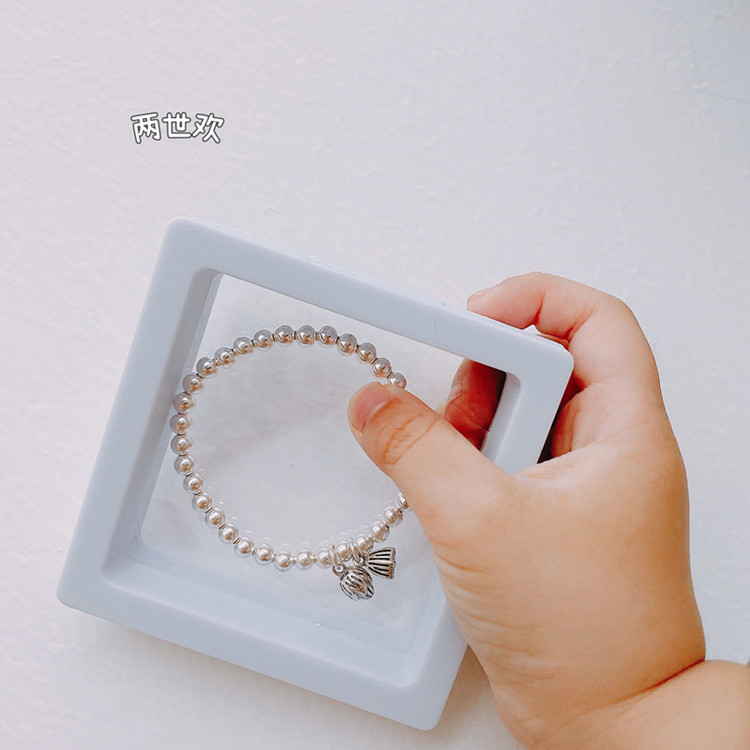 990 Silver Lotus Pod, Lotus Seeds, Lotus Flower Two lifetimes of joy round bead parent-child bracelet, Xiaohongshu style baby bracelet gift