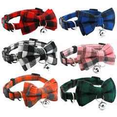 New products of Chao Yang pet collars, English checkered bow cat collar, buckle style with bell factory direct sales 