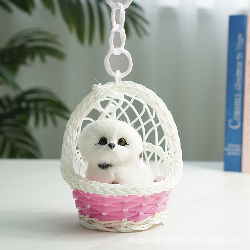 핑크 매달려 바구니 + 발견 된 개는 짖을 것이다