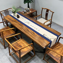 实木大板茶桌胡桃木原木整块办公桌老板会议桌简约茶台餐桌椅组合