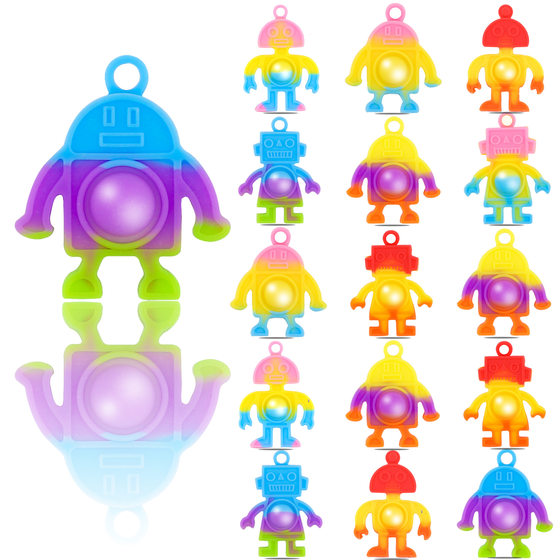 Cross-Border Stress Relief and Rodent Control Pioneer Mini Robot Silicone Decompression Finger Press Bubble Keychain Pendant