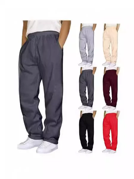Amazon 2024 Casual Men's Loose Cargo Pants Pocket Lace-up Straight Casual Pants Sports Pants Comfortable
