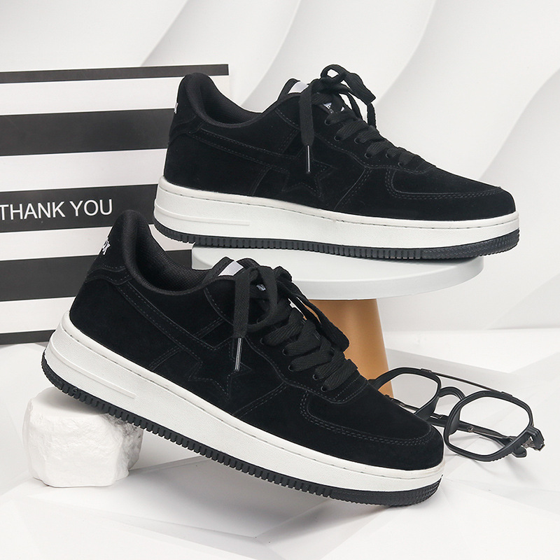 2024新款情侶小眾潮鞋百搭滑板國潮鞋港風五角星校園風學生時尚鞋