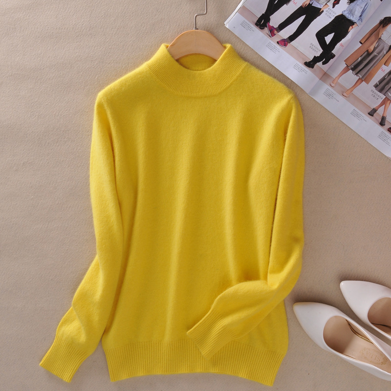 Autumn and winter new women's casual semi-high collar wool sweater close-fitting pullover thick knitted base shirt a generation of wholesale Autumn and winter new women's casual semi-high collar wool sweater close-fitting pullover thick knitted base shirt a generation of wholesale