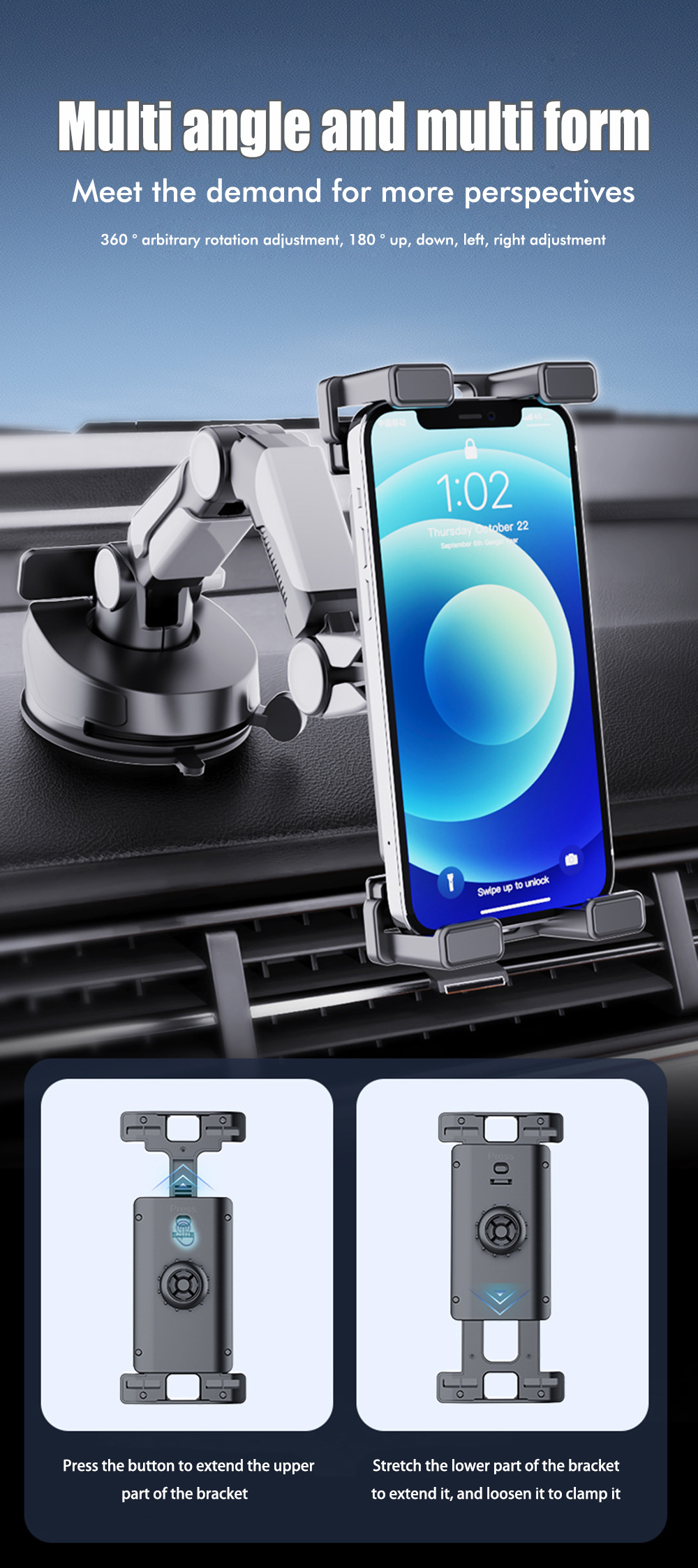 Suction Cup Car Phone Tablet Holder for Truck Dashboard