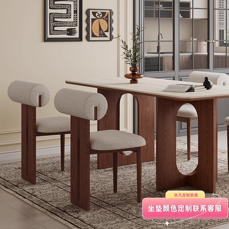 Sillas de comedor de madera maciza sillas de maquillaje modernas sillas de maquillaje artísticas sillas de hipopótamo medievales de alta calidad simple de alta gama