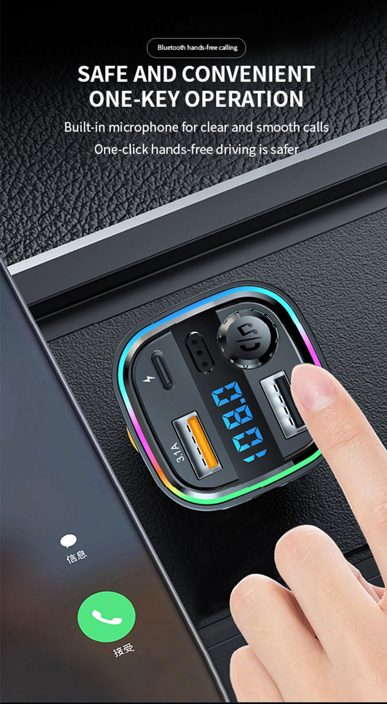 C26 Car Bluetooth Mp3 Music Player Bt5.0 Car Fm Transmitter Hands-Free Call Mobile Phone Music