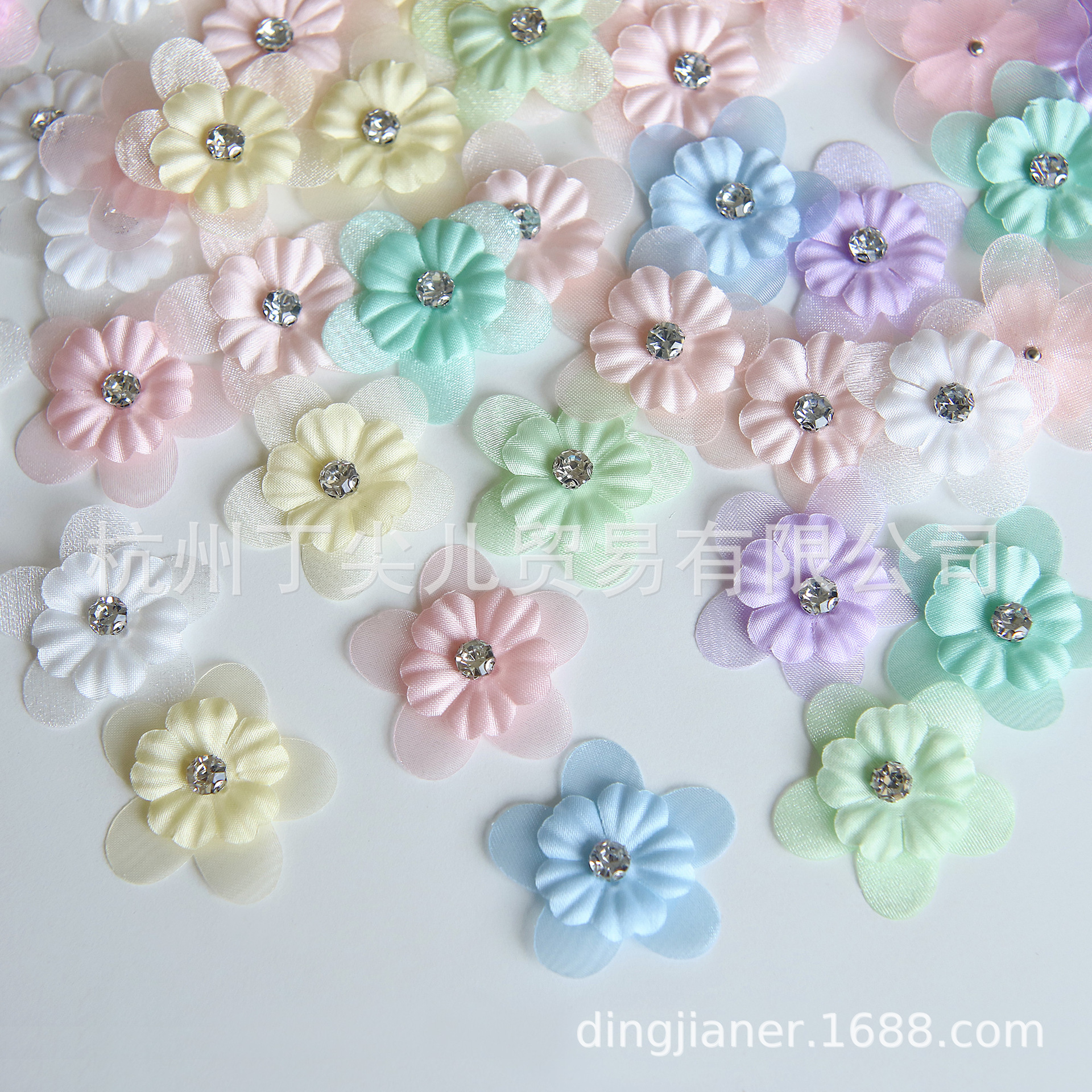 38mm双层钉钻欧根纱定型花片婚纱礼服汉服仙女裙辅料DIY装饰花朵