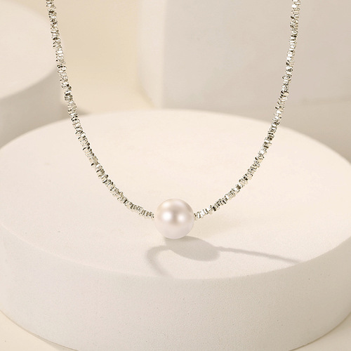 High-end broken silver couplet necklace bracelet set sterling silver S925 pearl set retro temperament wholesale internet celebrity