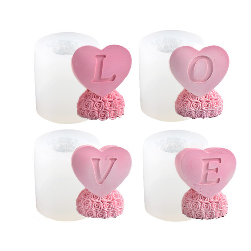 Heart-shaped Rose Candle Mold, Scented Love Flower Column Candle Mold, Valentine's Day Gift DIY Silicone Gypsum Mold