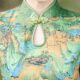 Etiquette cheongsam long summer and autumn catwalk stage performance dress banquet annual meeting performance cheongsam one-piece delivery