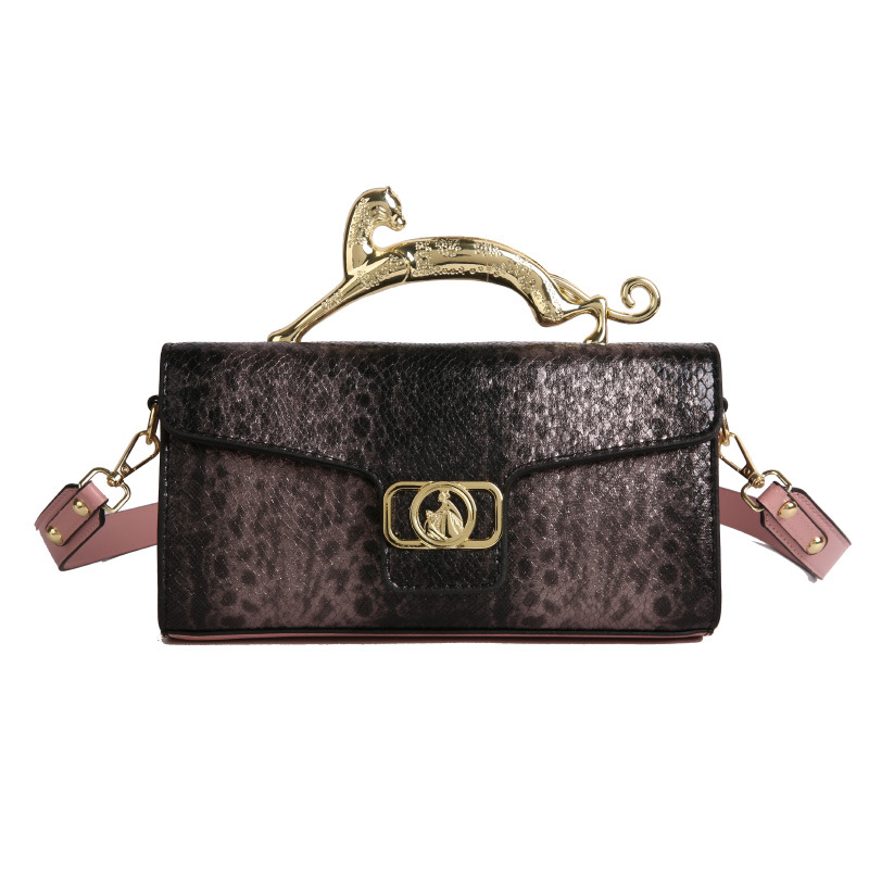 Bolso de textura transfronteriza 2025 verano nuevo bolso femenino bolso de hombro con estampado de piel de serpiente de alta calidad bolso de mensajero de color de contraste retro