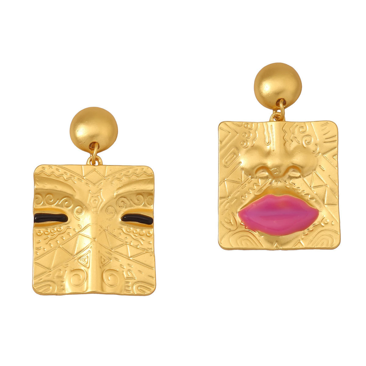 Zinc alloy Material Lips, Square Pattern 1 Pair Vintage Style Lips Square Plating Zinc Alloy Drop Earrings