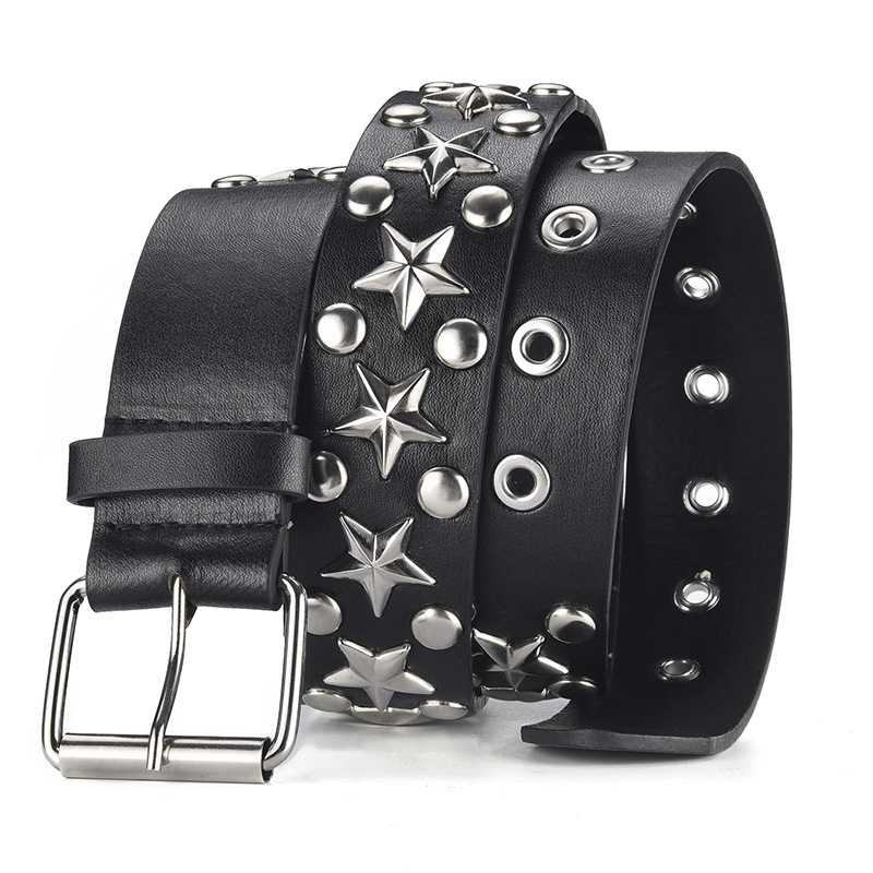 2024 Nouvelle décoration d'œil d'étoile Ceinture large à une rangée de trous Boucle d'aiguille de mode Ceinture polyvalente de style punk pour femmes_voghion.com