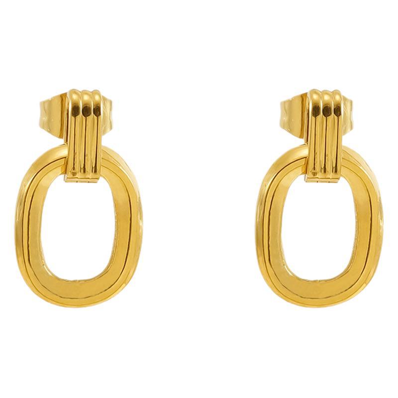 Pendientes geométricos ovalados de moda de acero inoxidable transfronterizo mujeres estilo INS europeo y americano tendencia de personalidad pendientes de sentido avanzado mujeres