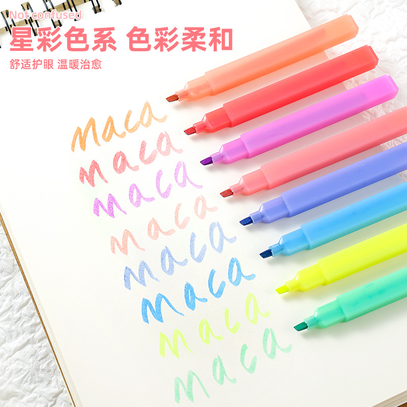 Nuevo resaltador de color estrella con tarjeta de succión, protector de ojos oblicuo, bolígrafo fluorescente para estudiantes, bolígrafo de mano de color, resaltador transfronterizo