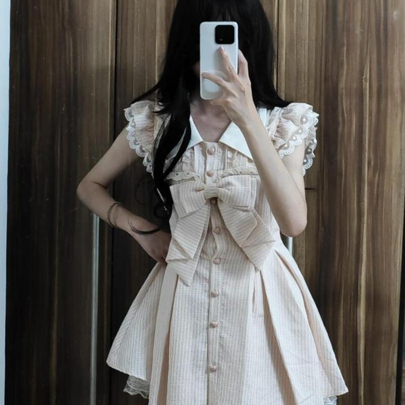 French Sweet Bow Dress Suit for Women, Beautiful Summer Birthday Princess Dress, Waist-Cinching Pleated Puffy Skirt French Sweet Bow Dress Suit for Women, Beautiful Summer Birthday Princess Dress, Waist-Cinching Pleated Puffy Skirt