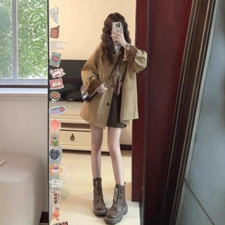 卡其色中长款风衣外套女2025新款巨好看的今年流行爆款小个子韩系