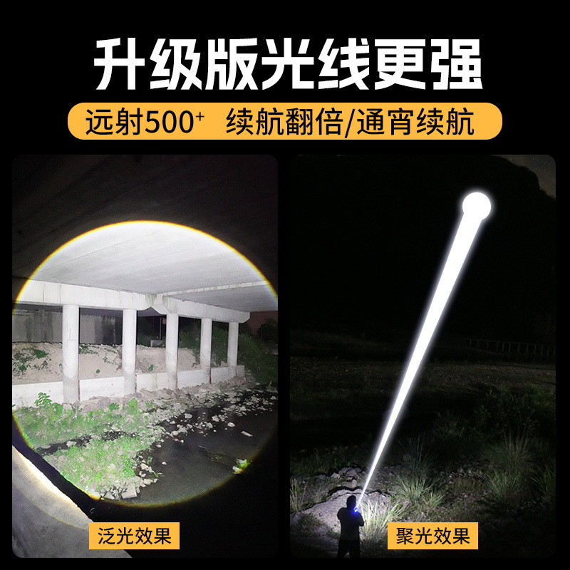Lintera de arco transfronteriza linterna de defensa de luz intensa flash zoom telescópico carga de encendido linterna anti-wolf