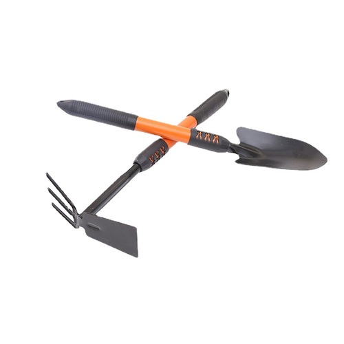 Hardware garden tools, spray-coated steel pipe, extended plastic handle, flower shovel, dual-purpose hoe, five-tooth rake, two-end busy garden shovel