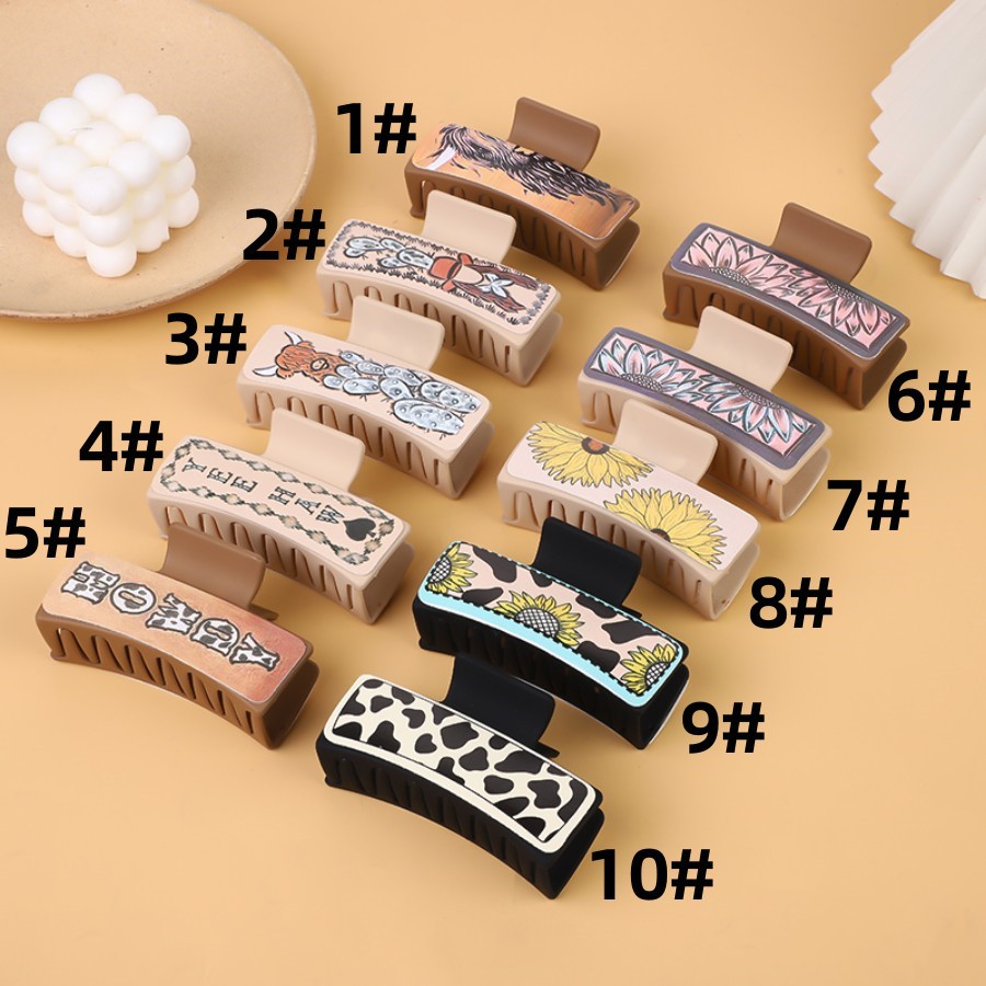 50g Weight Hair Claws Hair Accessories Type 1 Piece Quantity Daily Occasion Pu Leather Material Sunflower, Letter Pattern Women's Gender Retro Style Women's Retro Sunflower Letter Pu Leather Hair Claws 1