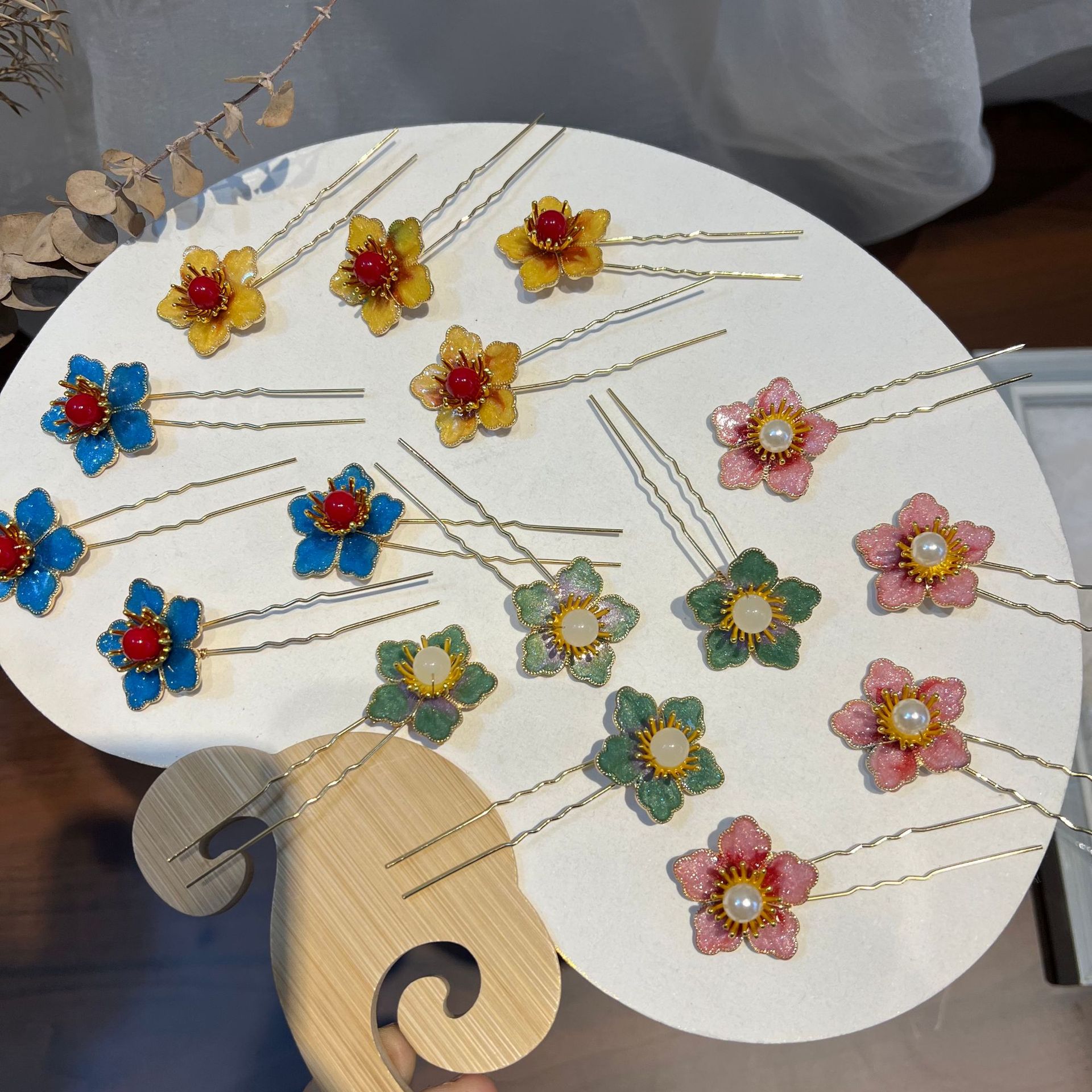 古风汉服精致小花朵发钗饰品复古汉服明制点缀简约发饰发簪民族风