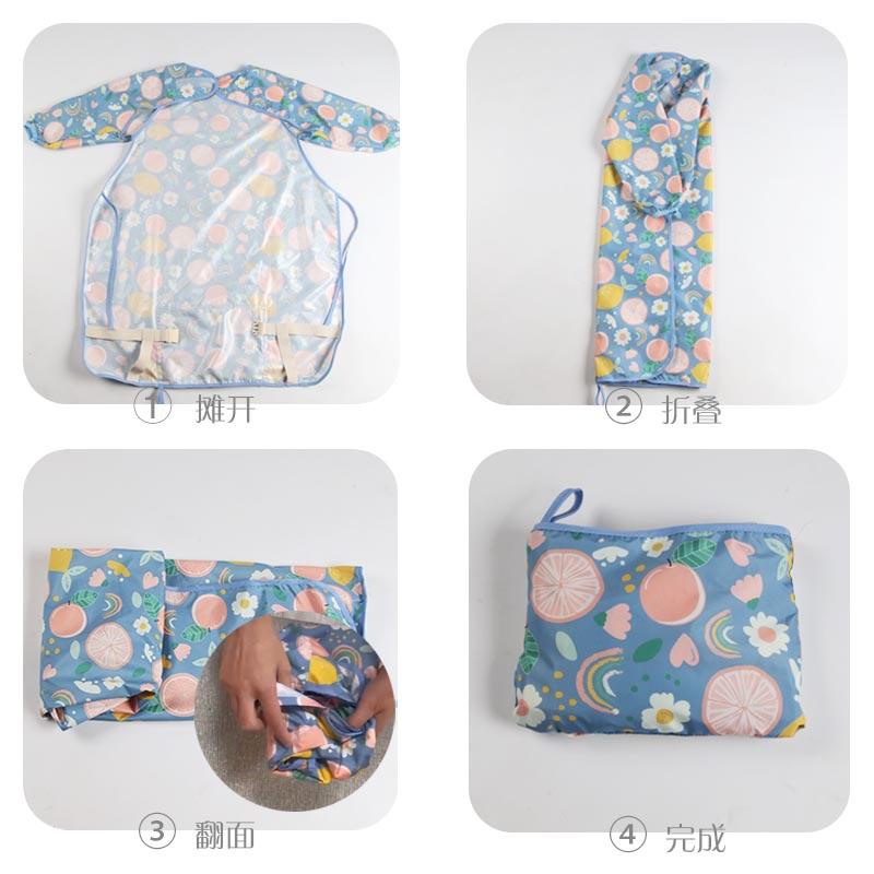 Children's waterproof long-sleeved reversible bib baby eating clothes for newborns, baby anti-stain protective clothing, easily storage