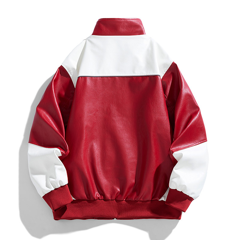 Chaqueta americana de cuero PU hombre chaqueta de hombre primavera y otoño nuevo cuello vertical chaqueta de motocicleta de tendencia universal chaqueta