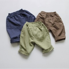 Forest Map Children's Clothing Children's Hemp and Cotton 7/8 Leggings Korean Style Plain Color Children's Radish Pants