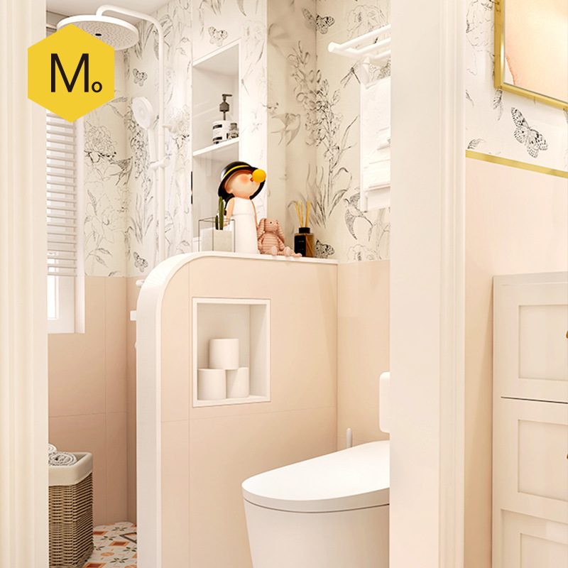 French style bathroom tile swallow tile girl cherry blossom powder bathroom micro cement wall tile toilet floor tile