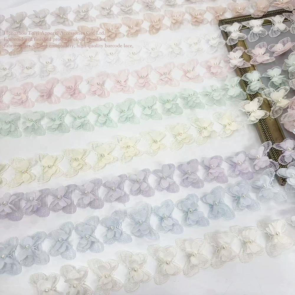 Новый стиль кружева шелковый шарф женский весна новый сладкий милый с рубашкой девчушка жемчуг цветок бабочка