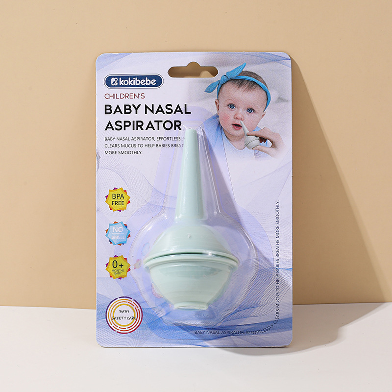 Embalaje en inglés Bola de succión nasal TPE Bebé Limpiador nasal de presión manual Recién nacido Bola de succión nasal fría al por mayor