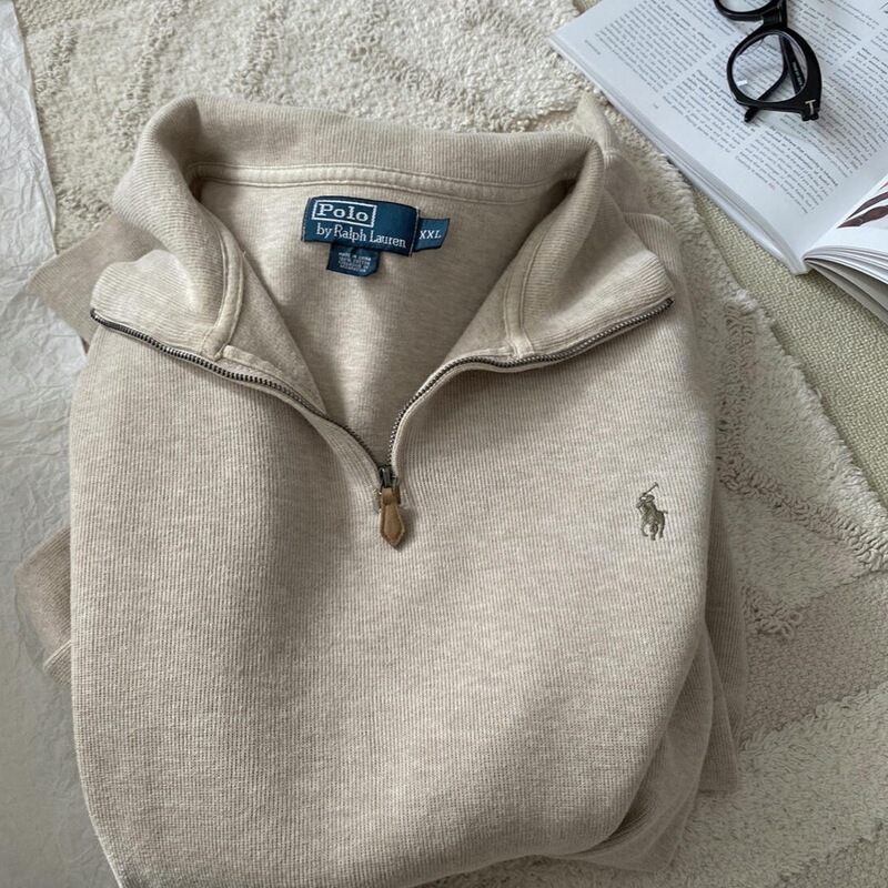 Ralph Lauren Jacket Pony Logo Half-Zip Pullover High-Neck Long-Sleeved Sweatshirt Autum New Men's Pure Color Sweatshirt