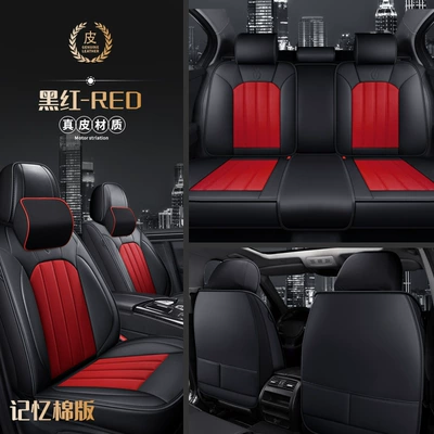 Modelə uyğun (Original) oturacaq örtükləri car fully surrounded seat cover - black-and-red-memory-foam-deluxe-edition-middle-leather