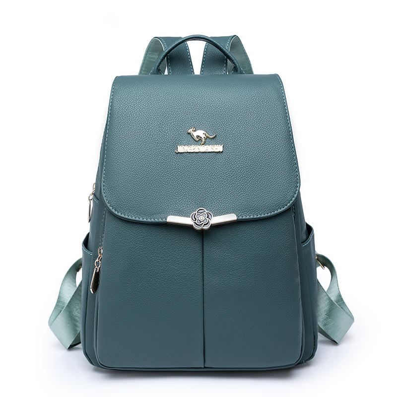 AliExpress nueva mochila de cuero suave para mujer casual simple retro mochila de viaje urbano mochila de gran capacidad