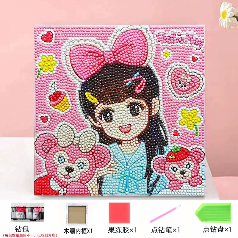 Набор алмазной мозаики DIY Kuromi и мультфильмы 20×20 см, рамка-наклейка, детское творчество