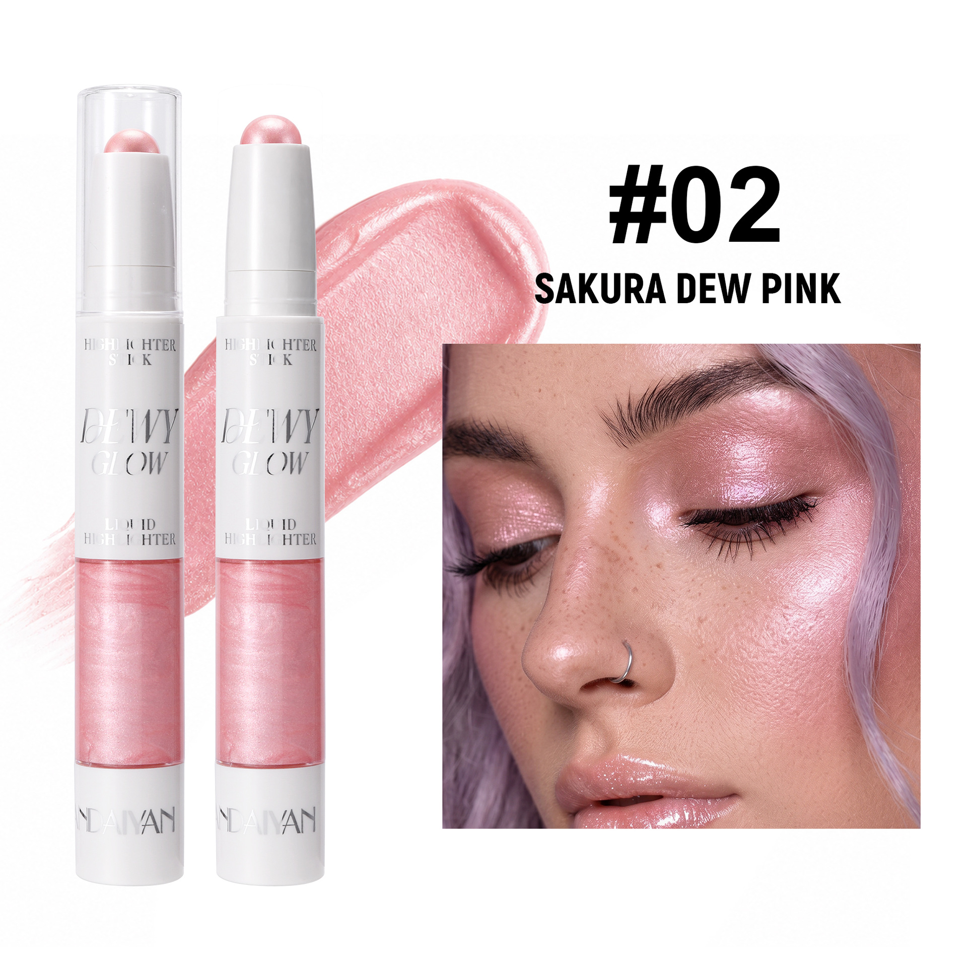 Transfronterizos resaltados barra de reparación en una pluma de doble propósito estereoscópico mate pluma de dos cabezas sombras de nariz brillante cara de seda reclinada