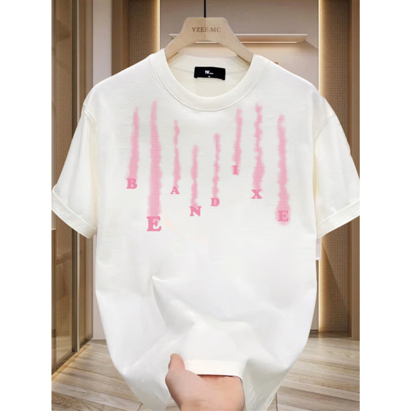 T-shirt à manches courtes en pur coton pour hommes et femmes, nouveau style d'été 2024, marque tendance, haut ample à col rond américain_voghion.com