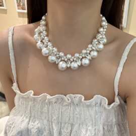 宫廷复古风珍珠锆石choker项链女法式轻奢气质高级感精致颈链项饰