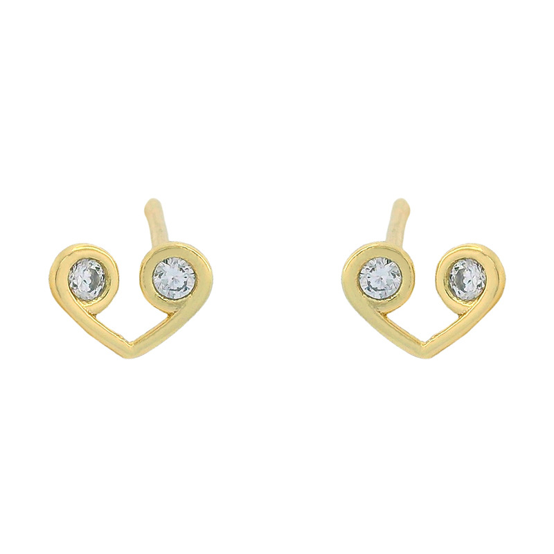 Aleación Xuping oro abierto amor pernos de orejas lujosos de alta calidad mujer delicada y compacta con diamantes en forma de corazón pernos de orejas chapados