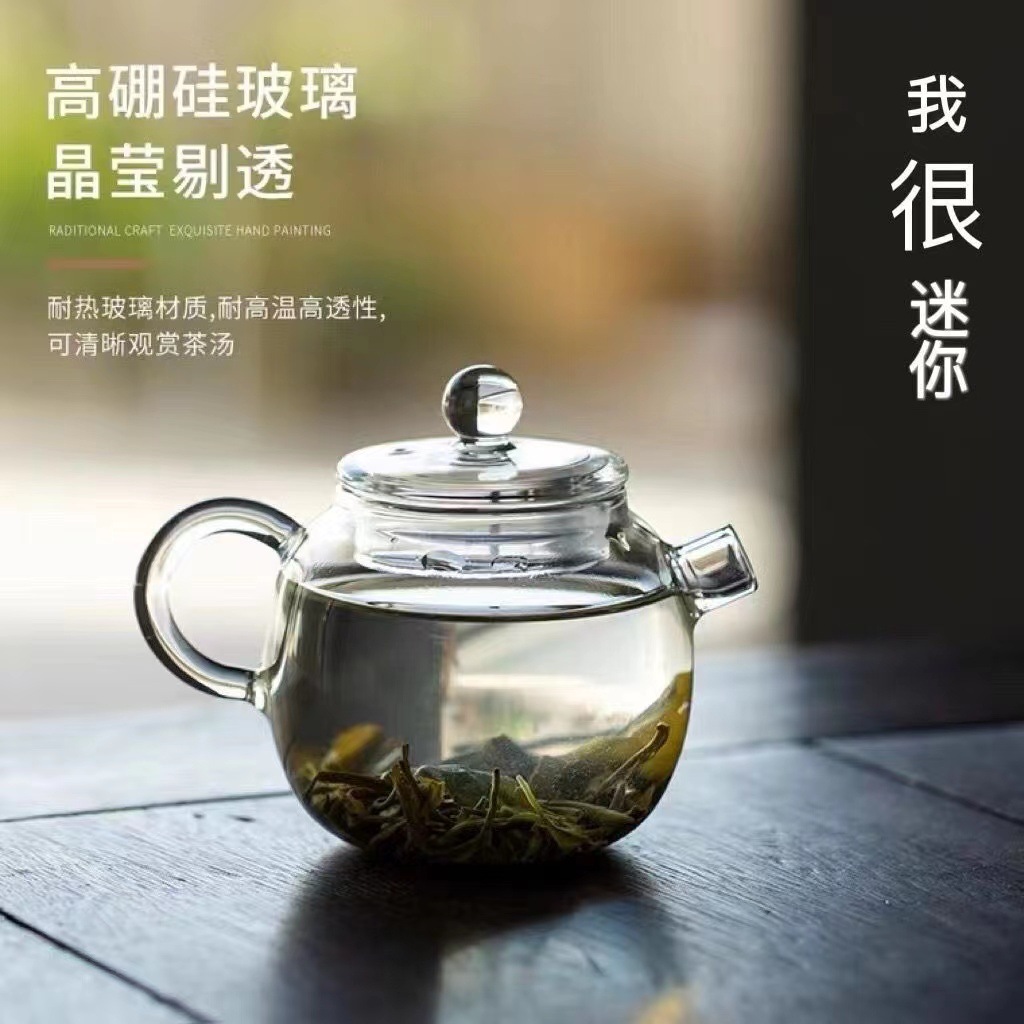 玻璃小壶小巨轮家用养生泡茶壶耐热玻璃带盖壶花茶绿茶壶中式精致