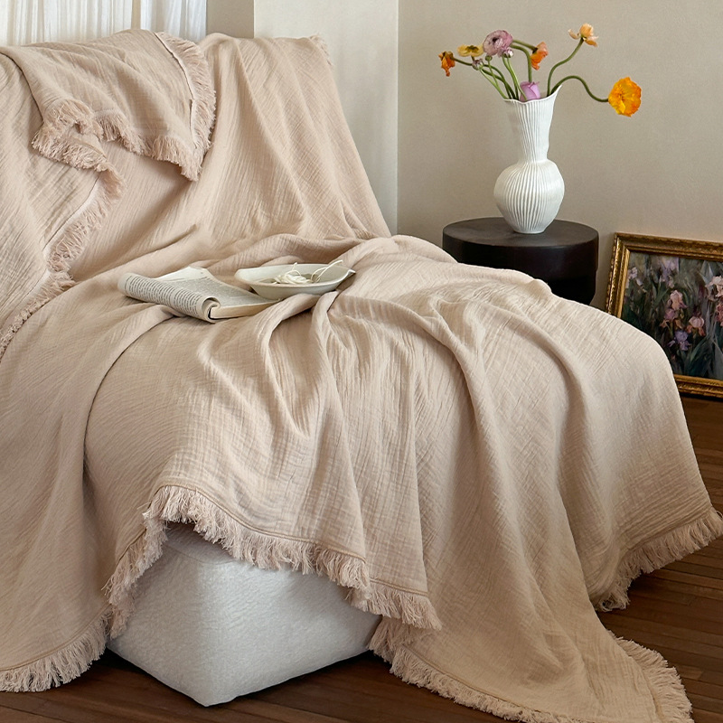 Mantón de gasa de cuatro capas de algodón, manta para sofá, manta para oficina de alta calidad, manta decorativa para siesta, sala de estar retro